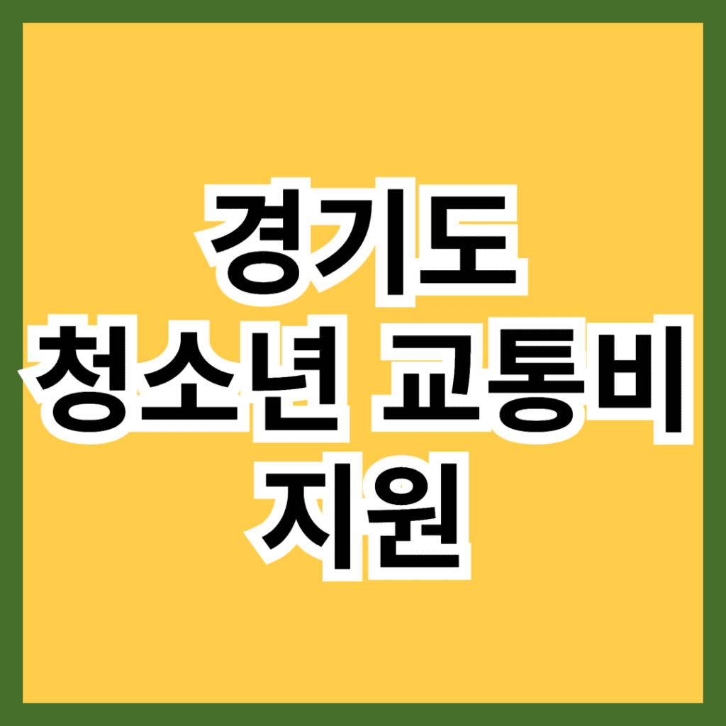 경기도 청소년 교통비 지원